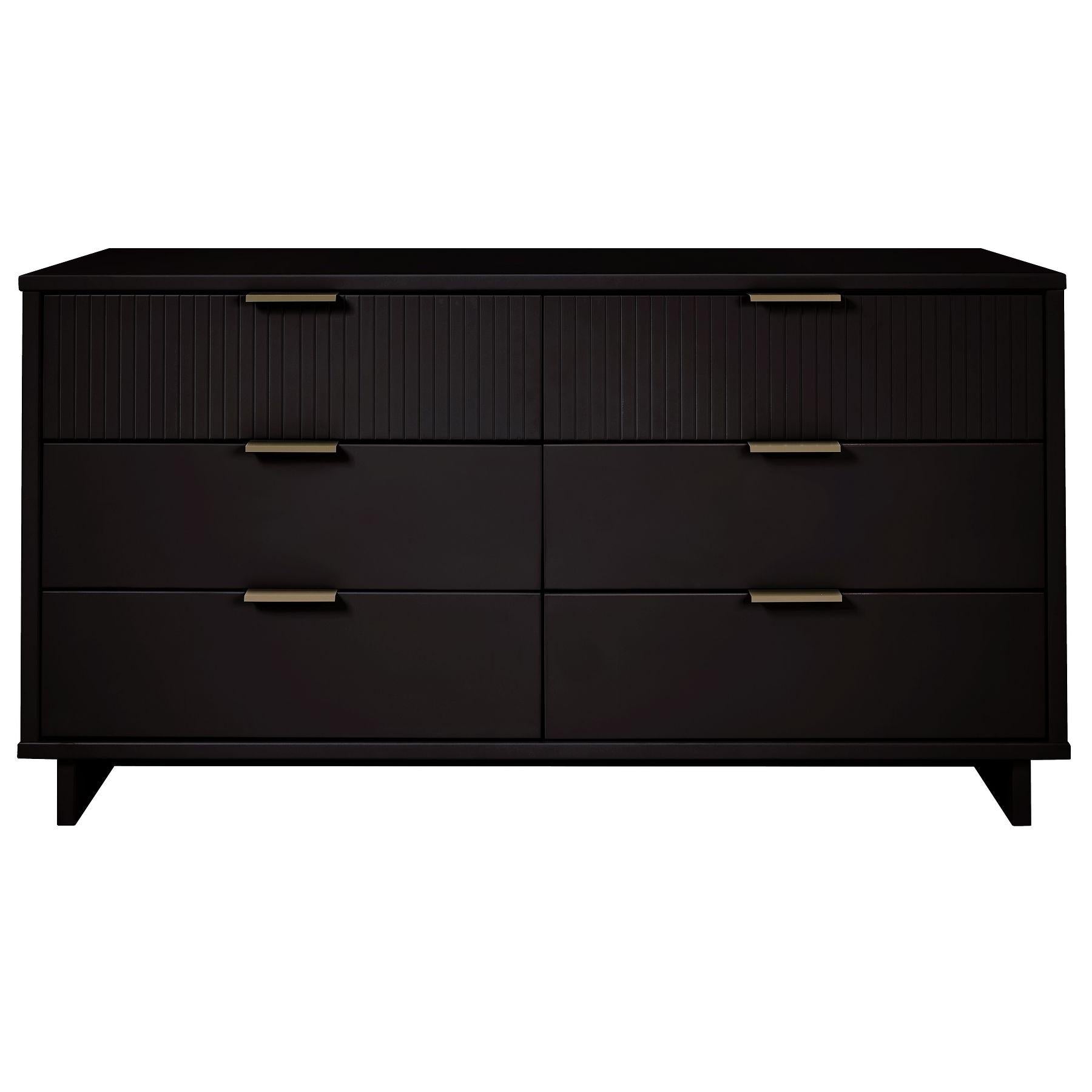 Manhattan Comfort Granville 55" Modern Double Wide Dresser With 6 Drawers In Black