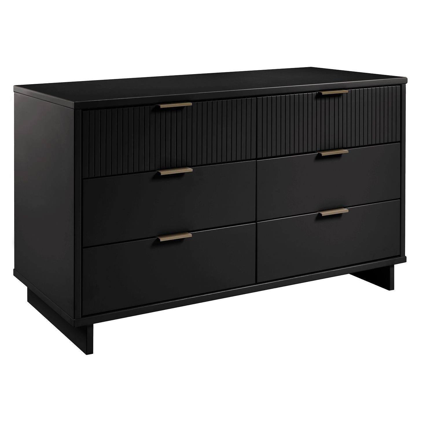 Manhattan Comfort Granville 55" Modern Double Wide Dresser With 6 Drawers In Black