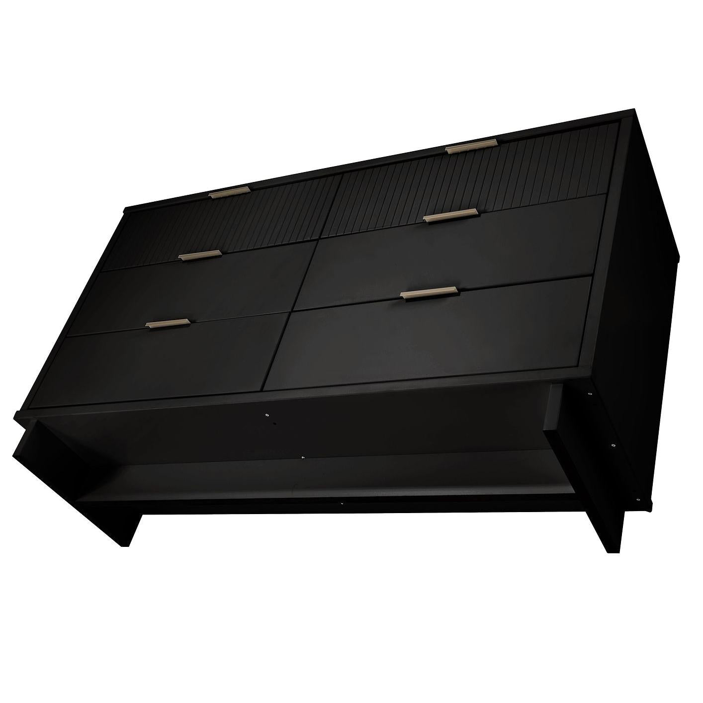 Manhattan Comfort Granville 55" Modern Double Wide Dresser With 6 Drawers In Black