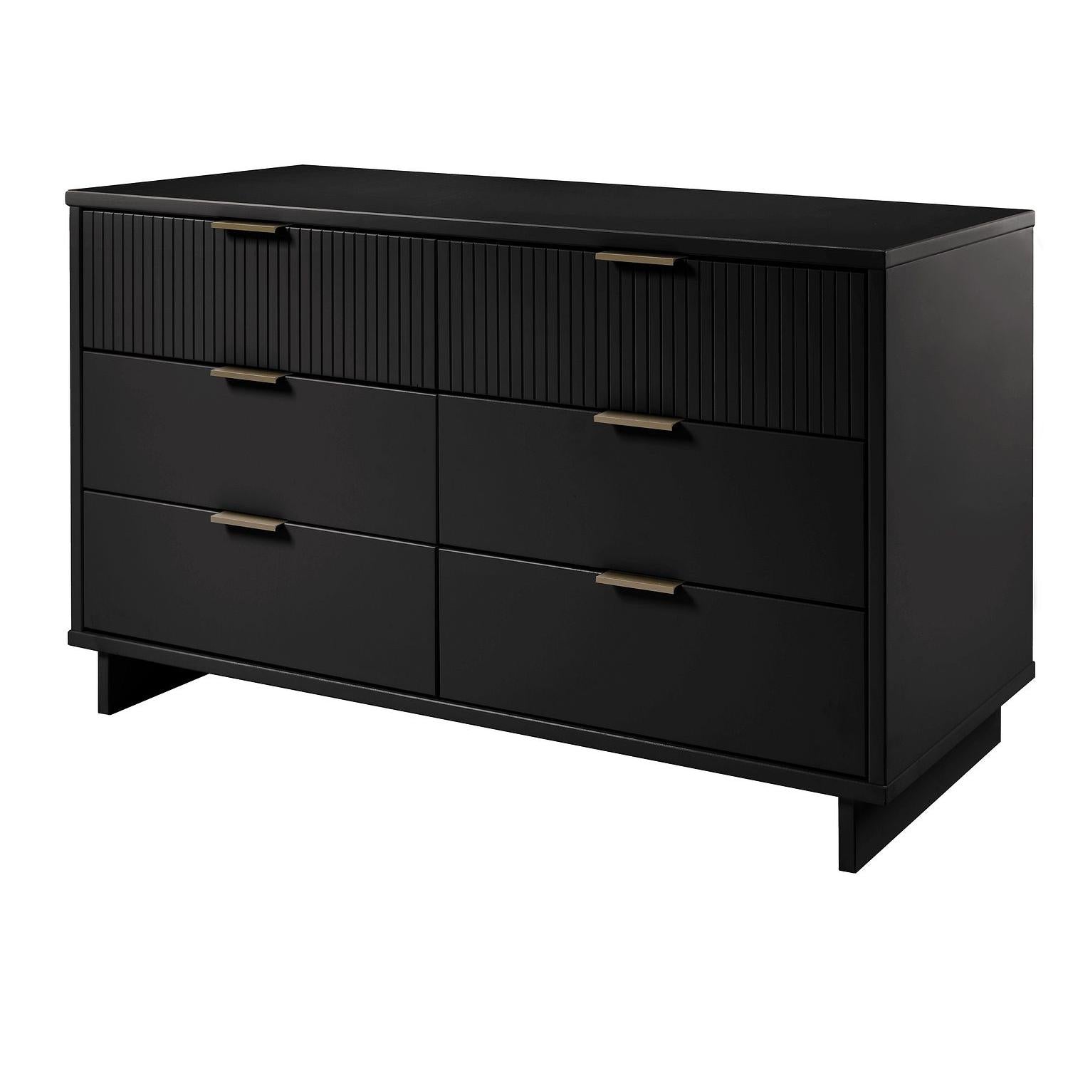 Manhattan Comfort Granville 55" Modern Double Wide Dresser With 6 Drawers In Black