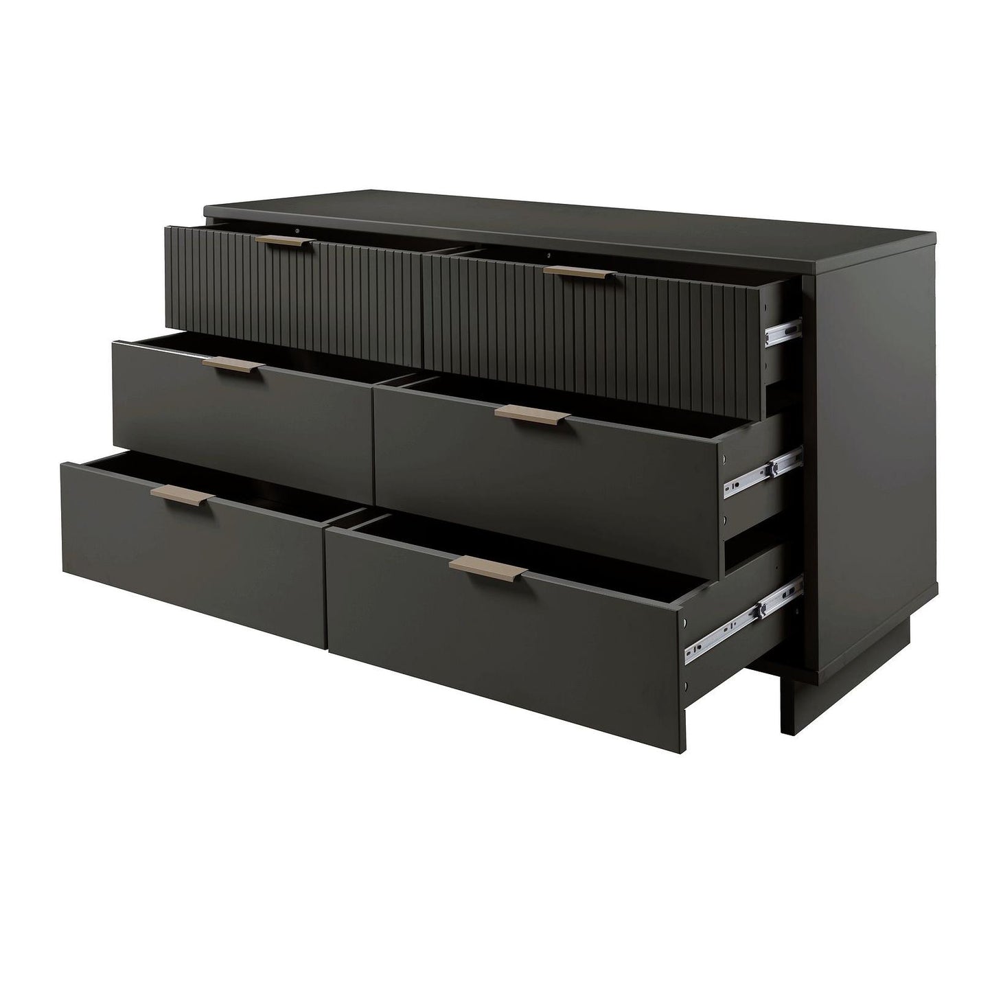 Manhattan Comfort Granville 55" Modern Double Wide Dresser With 6 Drawers In Dark Gray