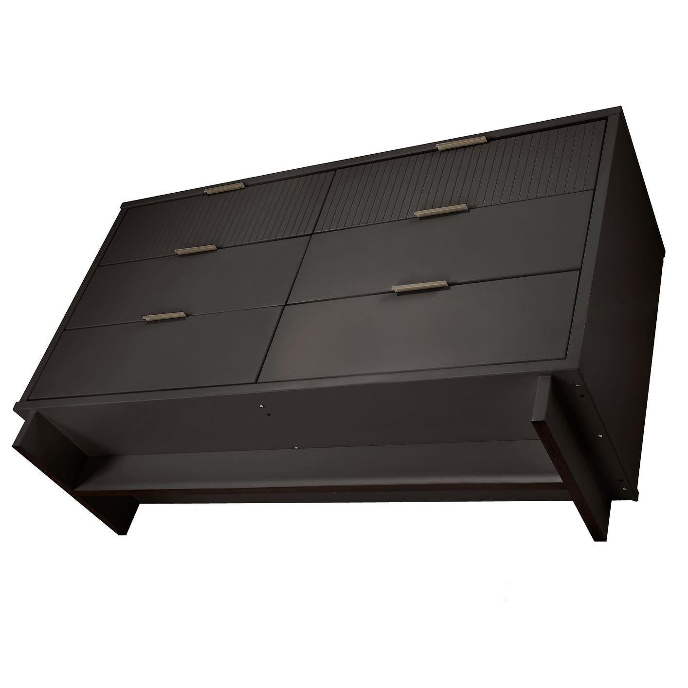 Manhattan Comfort Granville 55" Modern Double Wide Dresser With 6 Drawers In Dark Gray