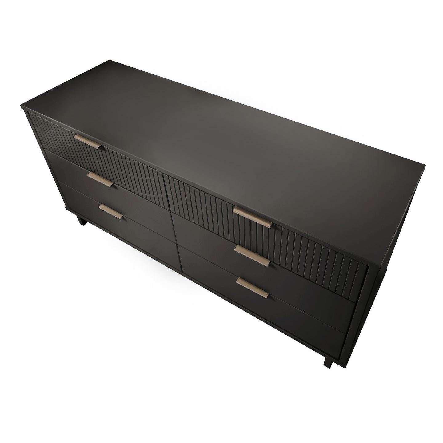 Manhattan Comfort Granville 55" Modern Double Wide Dresser With 6 Drawers In Dark Gray