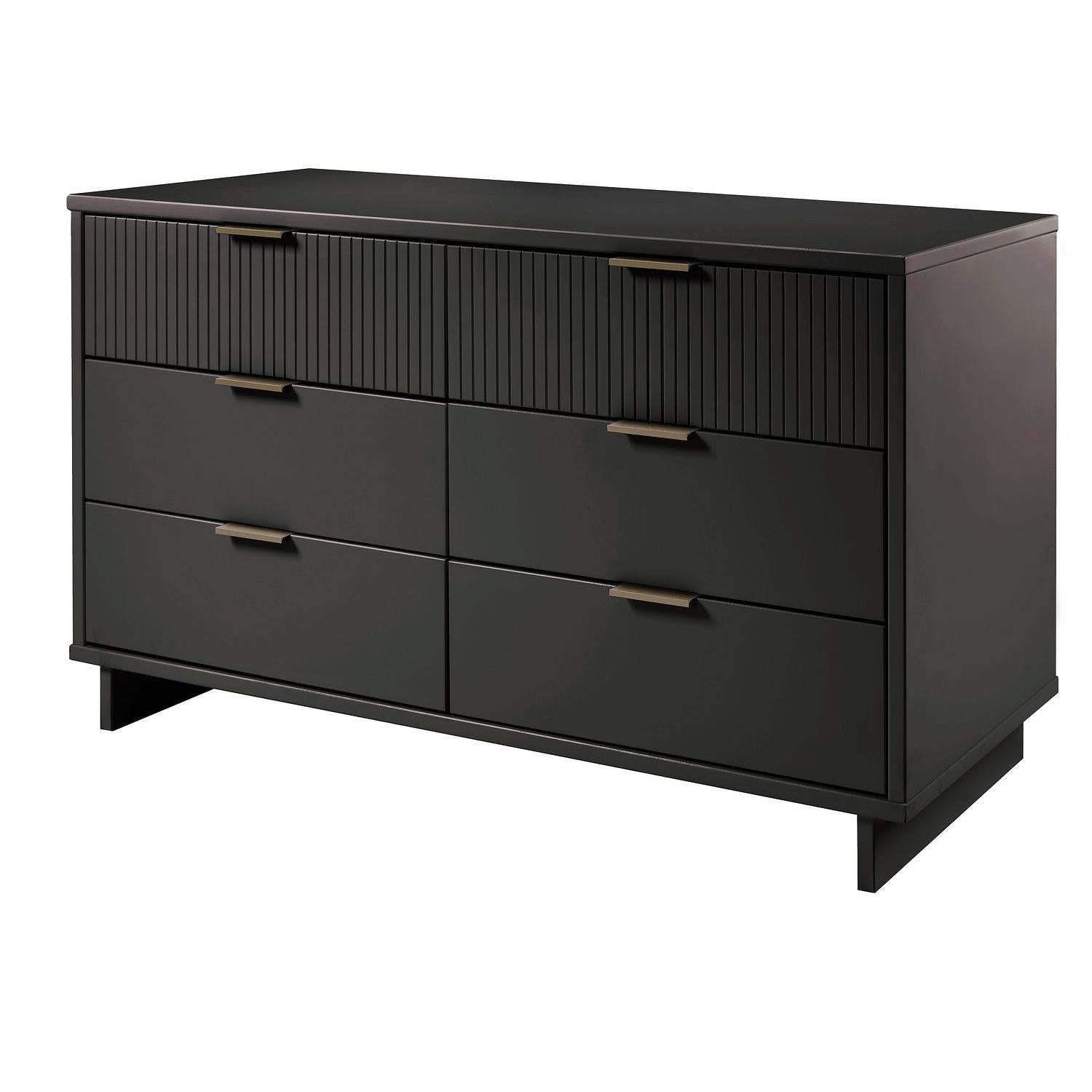 Manhattan Comfort Granville 55" Modern Double Wide Dresser With 6 Drawers In Dark Gray
