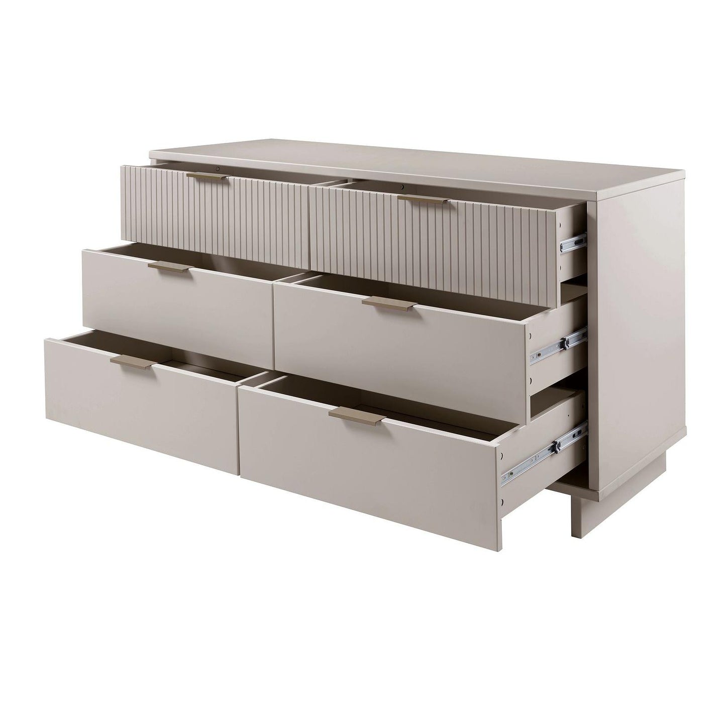 Manhattan Comfort Granville 55" Modern Double Wide Dresser With 6 Drawers In Light Gray