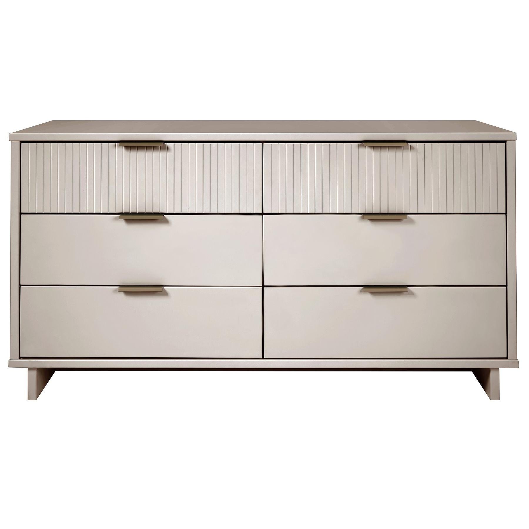 Manhattan Comfort Granville 55" Modern Double Wide Dresser With 6 Drawers In Light Gray