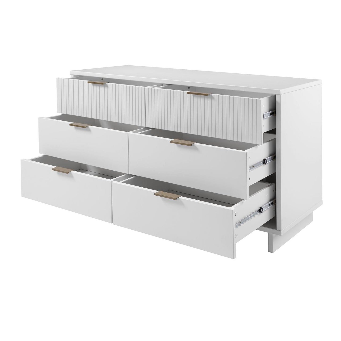 Manhattan Comfort Granville 55" Modern Double Wide Dresser With 6 Drawers In White