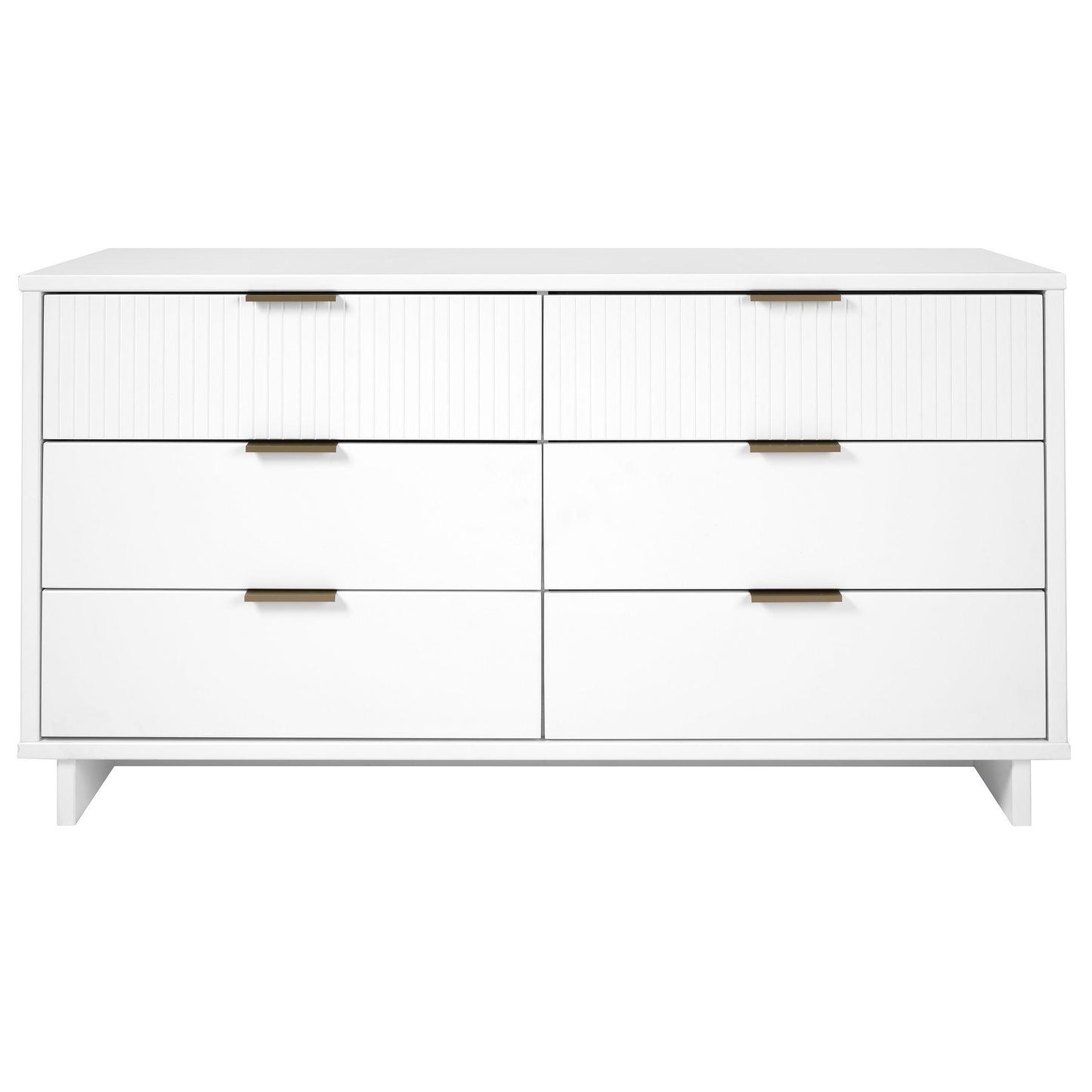 Manhattan Comfort Granville 55" Modern Double Wide Dresser With 6 Drawers In White