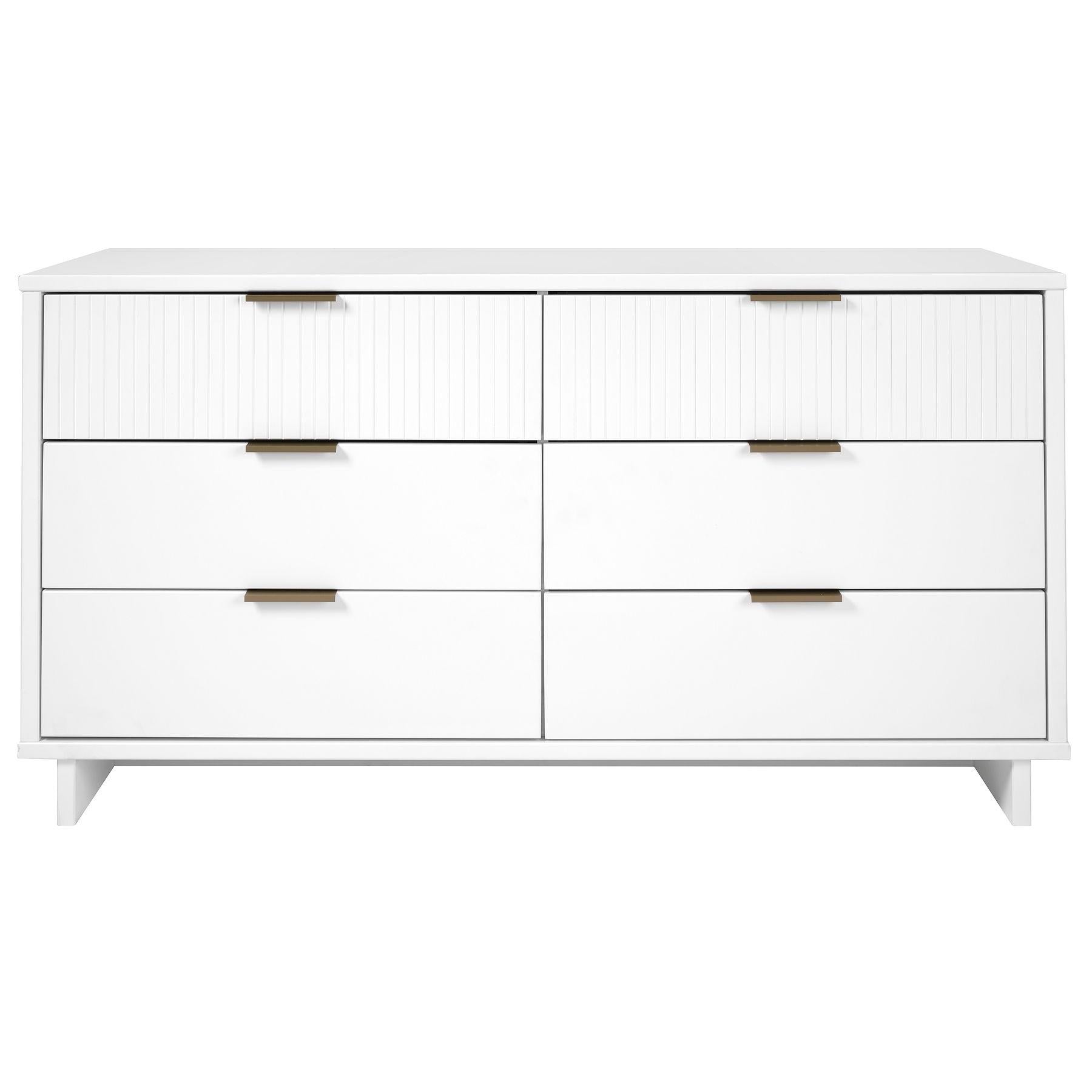 Manhattan Comfort Granville 55" Modern Double Wide Dresser With 6 Drawers In White