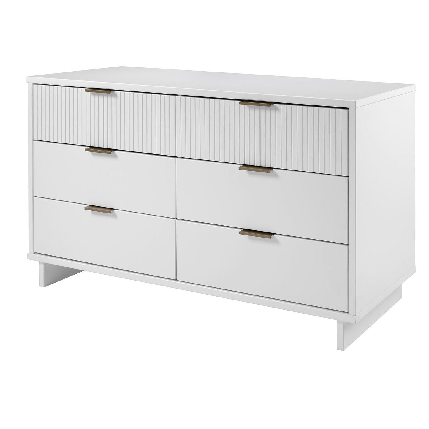 Manhattan Comfort Granville 55" Modern Double Wide Dresser With 6 Drawers In White
