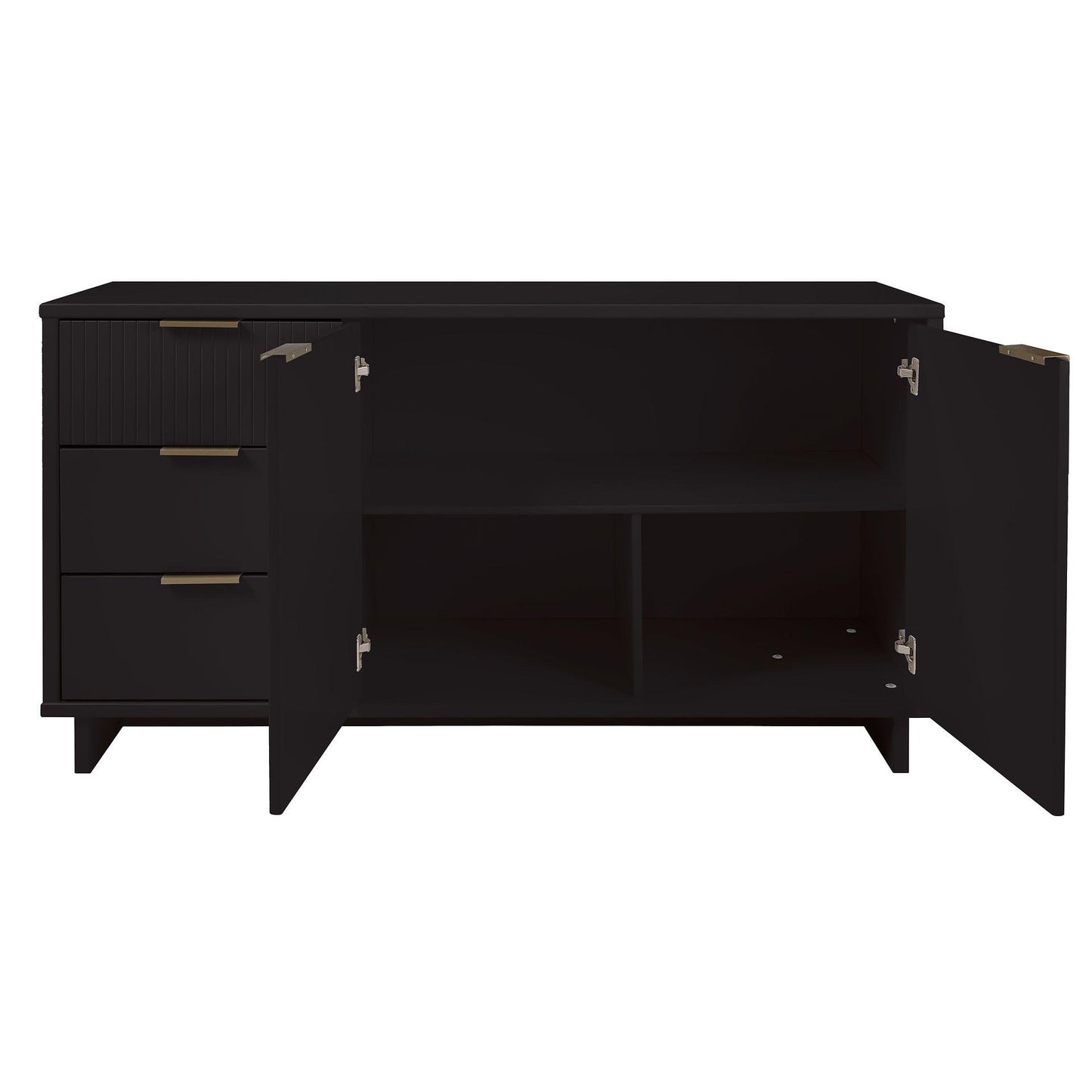 Manhattan Comfort Granville 55" Modern Sideboard With 3 Drawers In Black