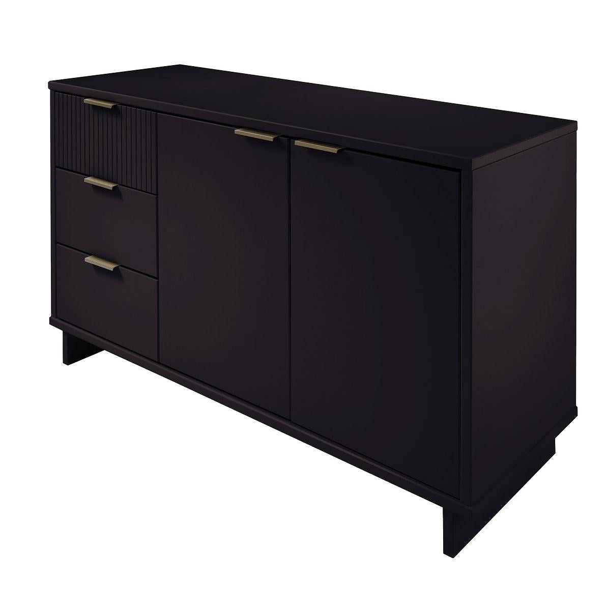 Manhattan Comfort Granville 55" Modern Sideboard With 3 Drawers In Black