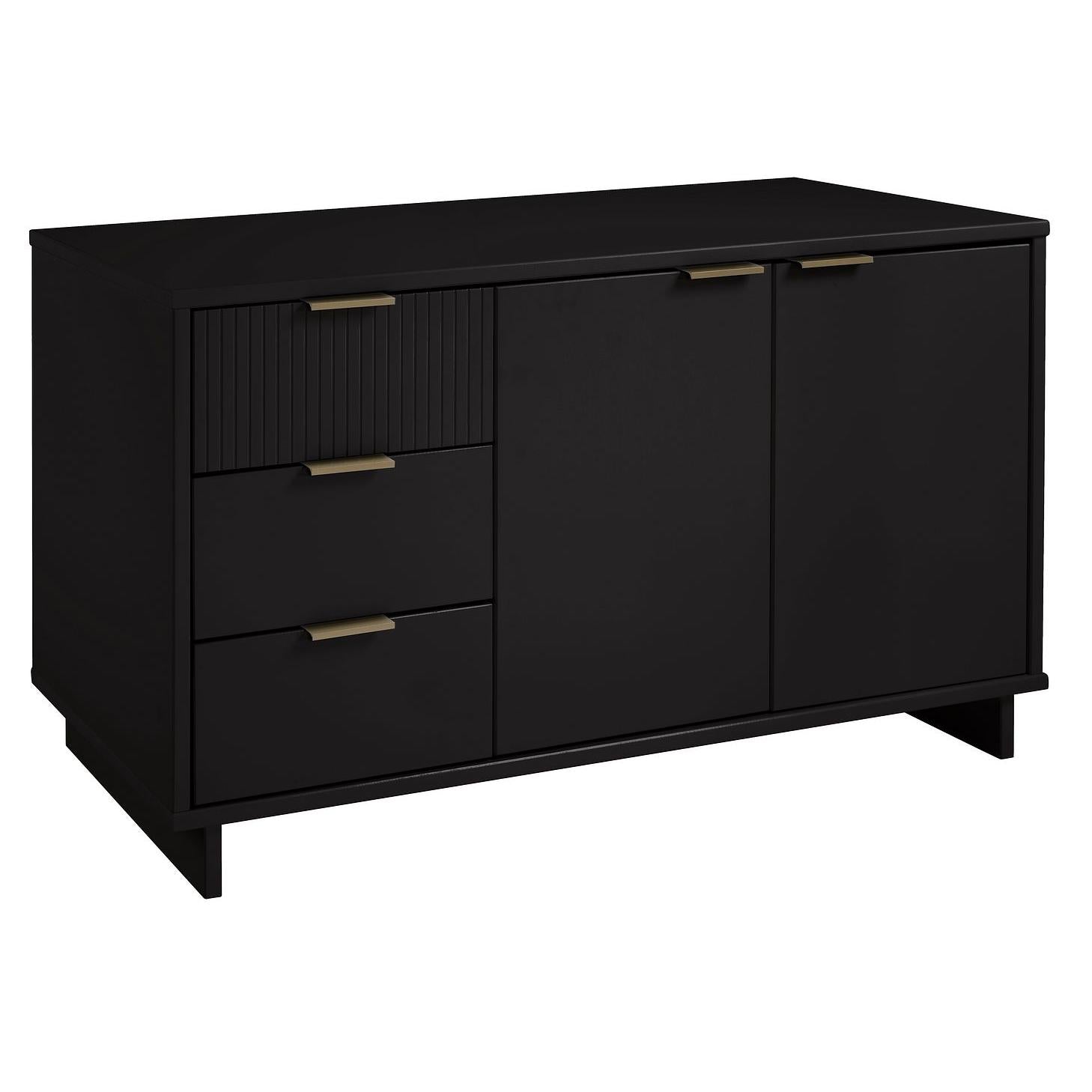 Manhattan Comfort Granville 55" Modern Sideboard With 3 Drawers In Black