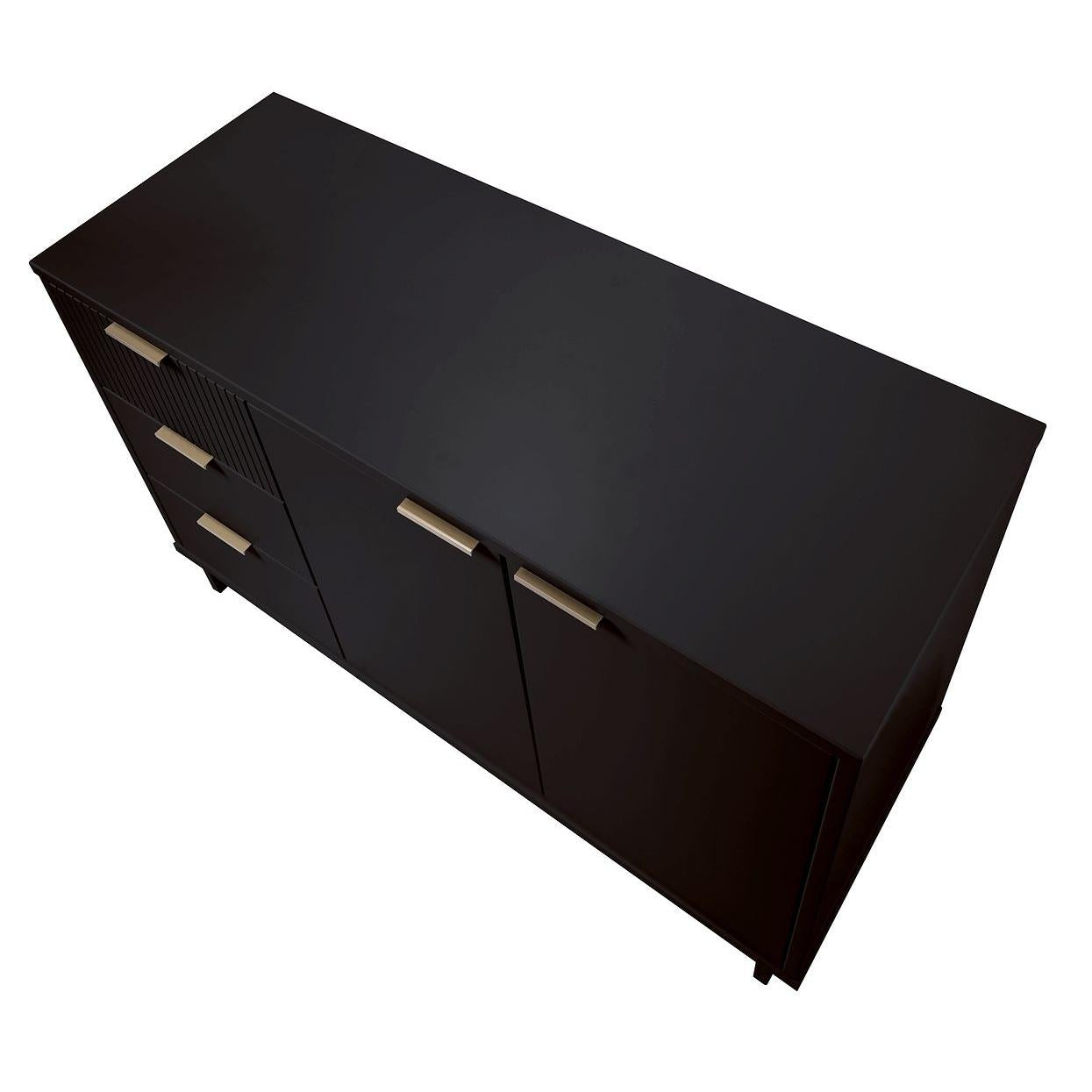 Manhattan Comfort Granville 55" Modern Sideboard With 3 Drawers In Black