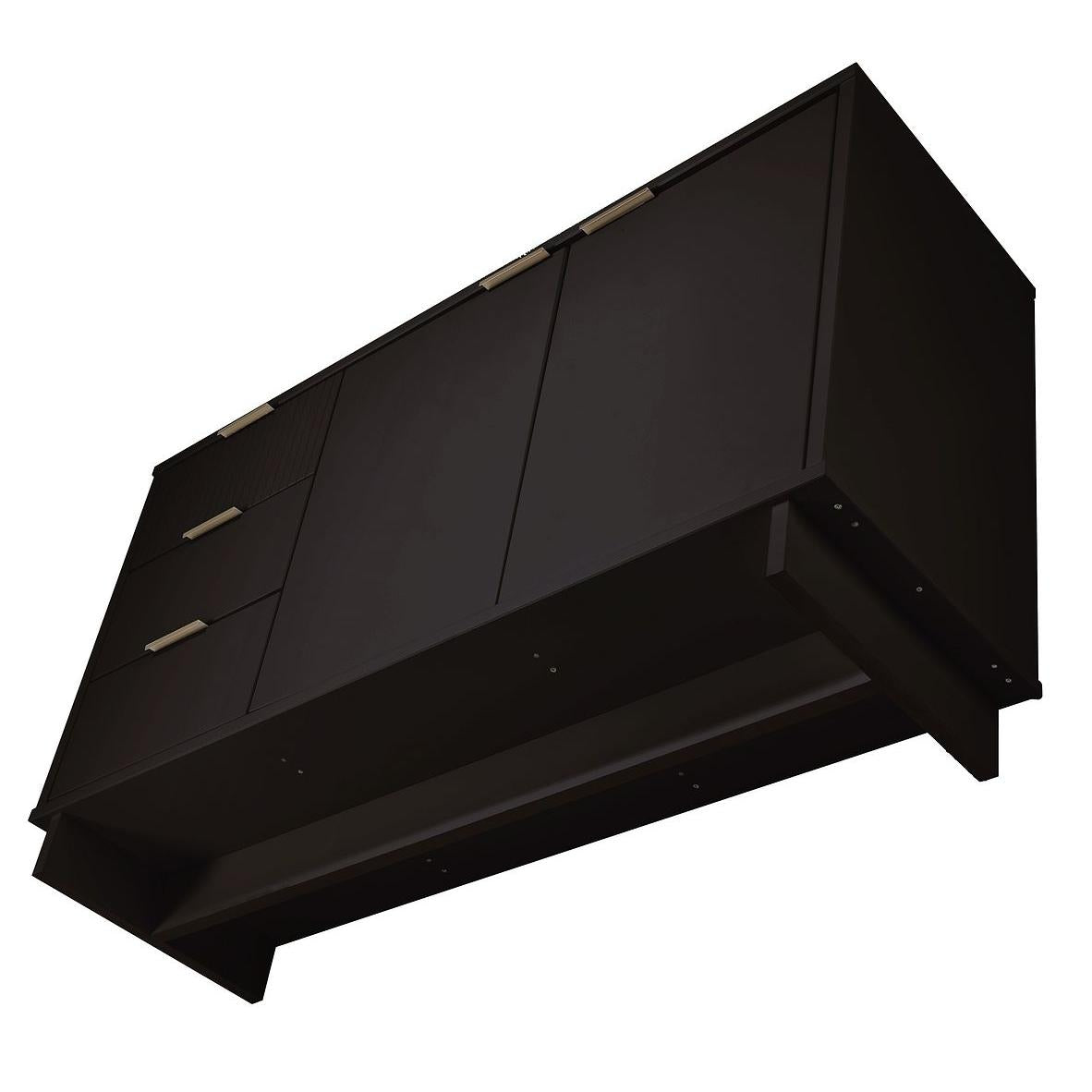 Manhattan Comfort Granville 55" Modern Sideboard With 3 Drawers In Black