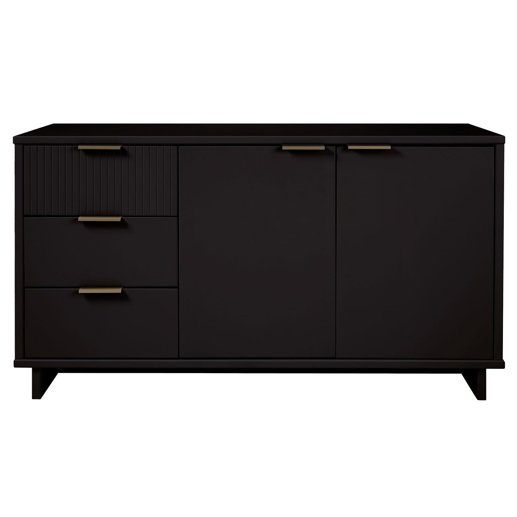 Manhattan Comfort Granville 55" Modern Sideboard With 3 Drawers In Black
