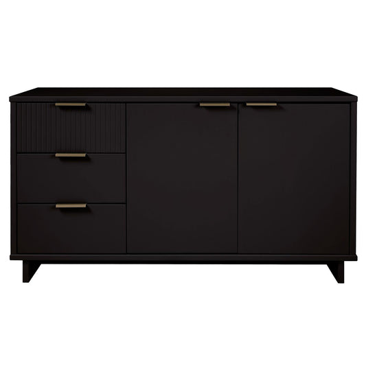 Manhattan Comfort Granville 55" Modern Sideboard With 3 Drawers In Black