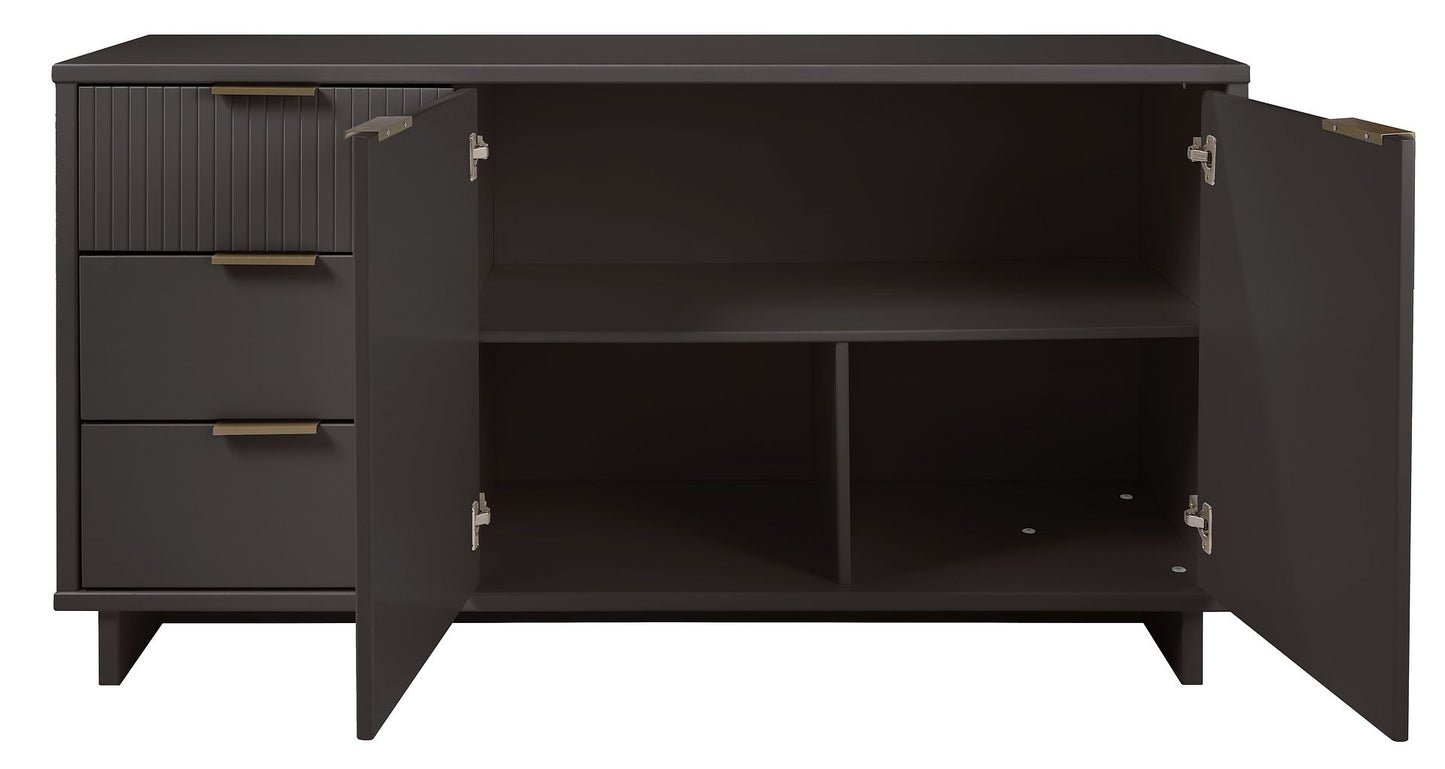 Manhattan Comfort Granville 55" Modern Sideboard With 3 Drawers In Dark Gray