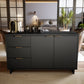 Manhattan Comfort Granville 55" Modern Sideboard With 3 Drawers In Dark Gray