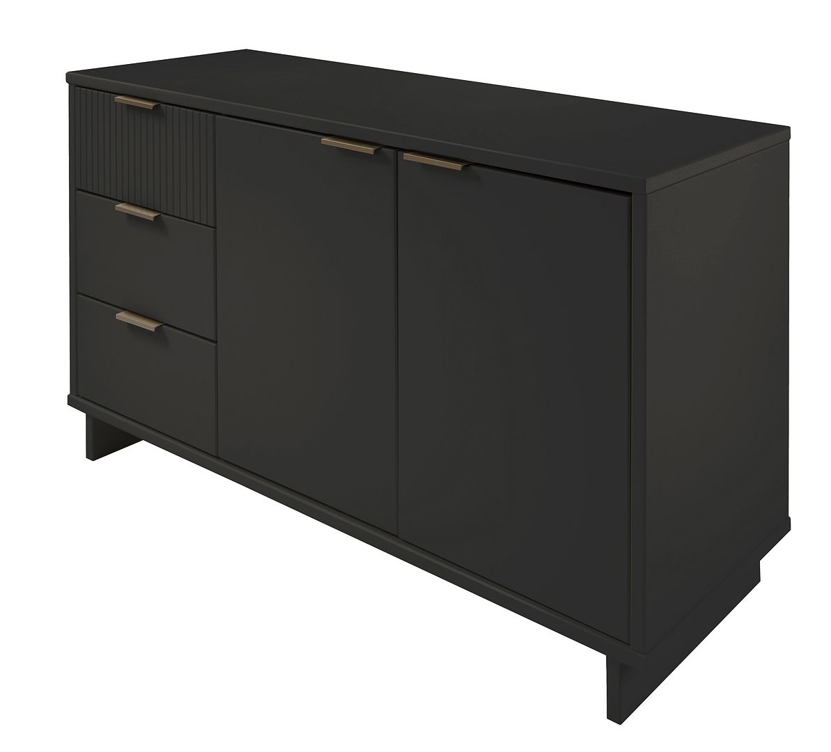 Manhattan Comfort Granville 55" Modern Sideboard With 3 Drawers In Dark Gray