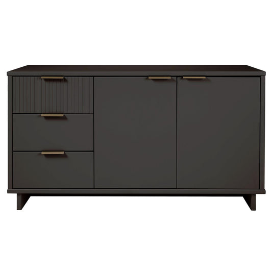 Manhattan Comfort Granville 55" Modern Sideboard With 3 Drawers In Dark Gray