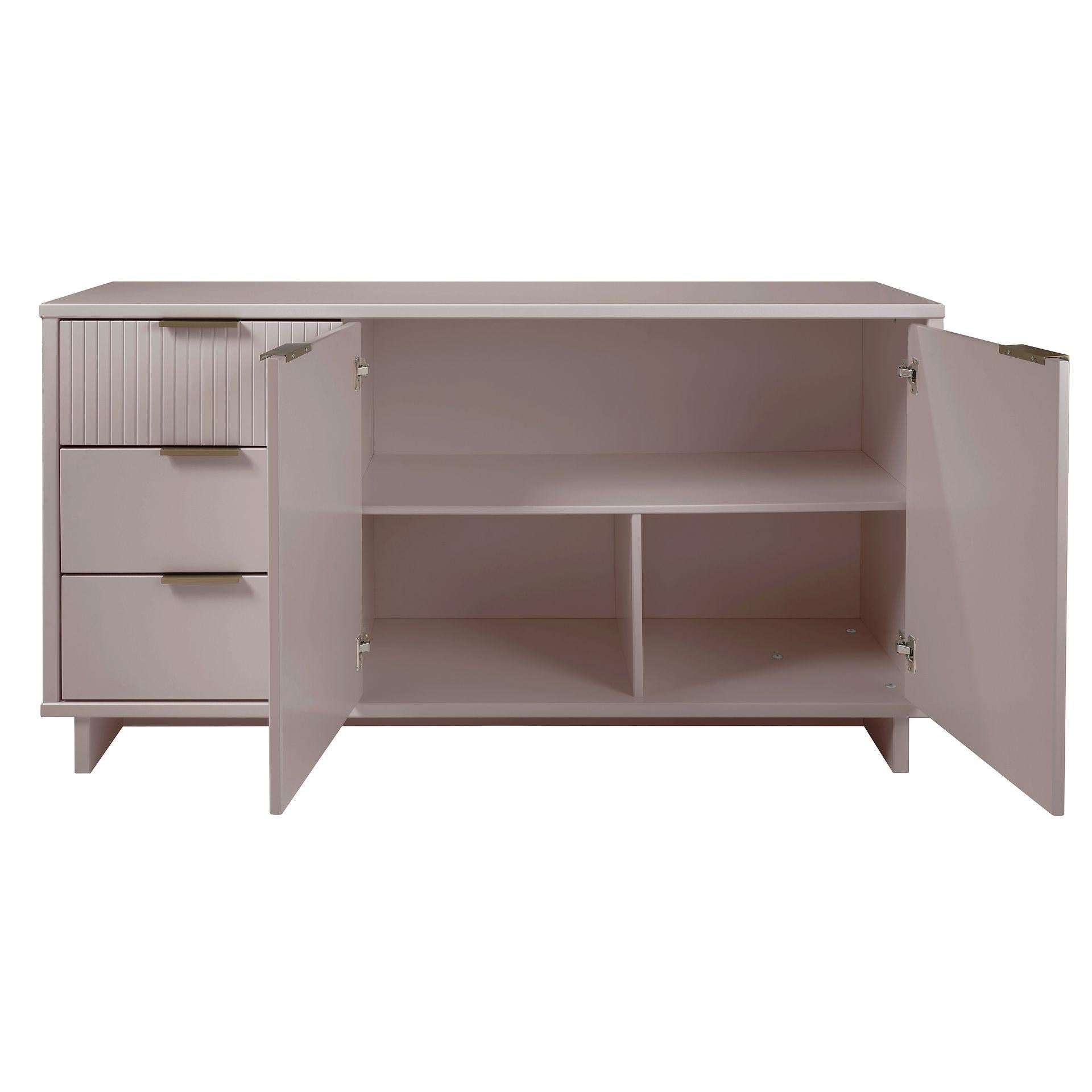 Manhattan Comfort Granville 55" Modern Sideboard With 3 Drawers In Light Gray