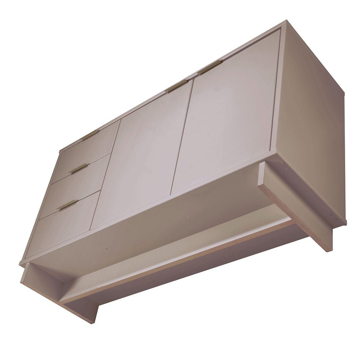 Manhattan Comfort Granville 55" Modern Sideboard With 3 Drawers In Light Gray