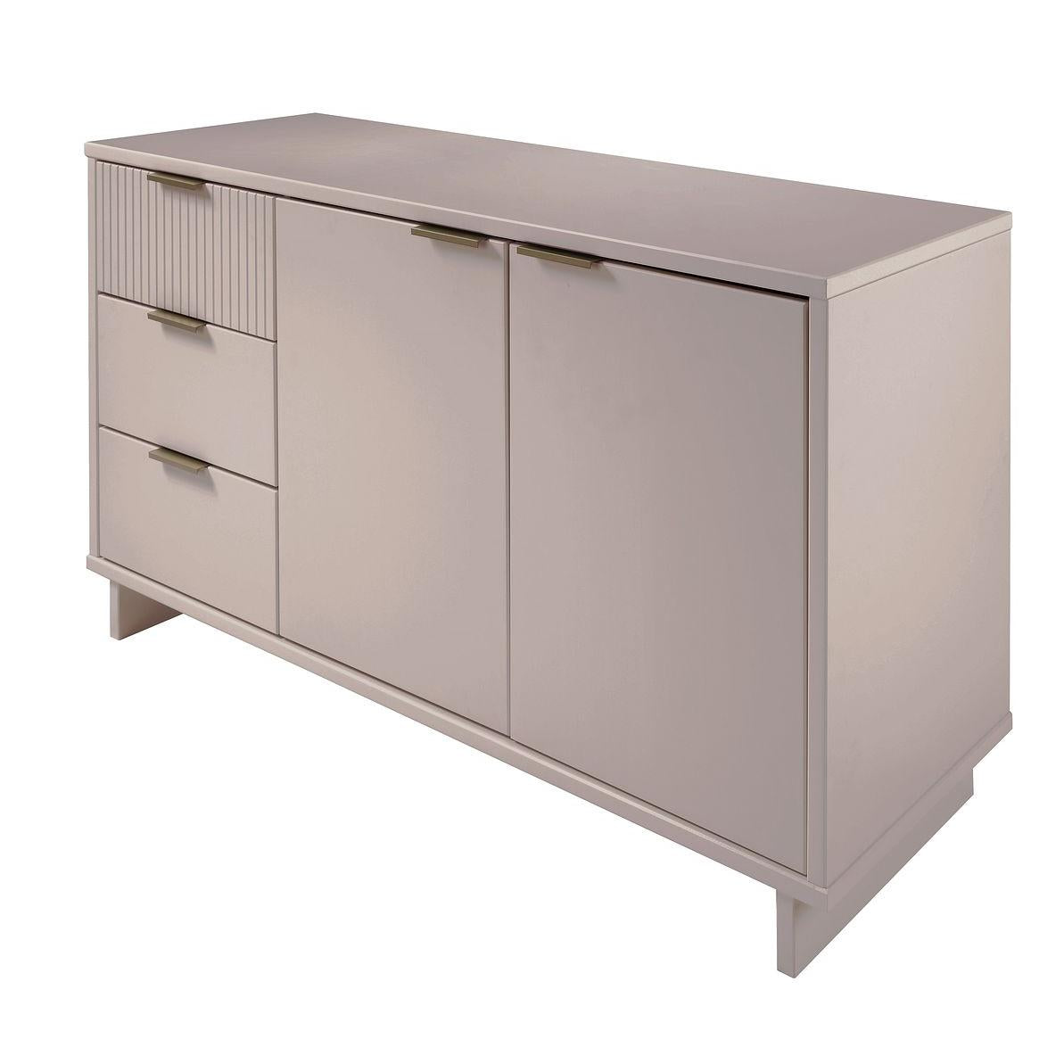 Manhattan Comfort Granville 55" Modern Sideboard With 3 Drawers In Light Gray