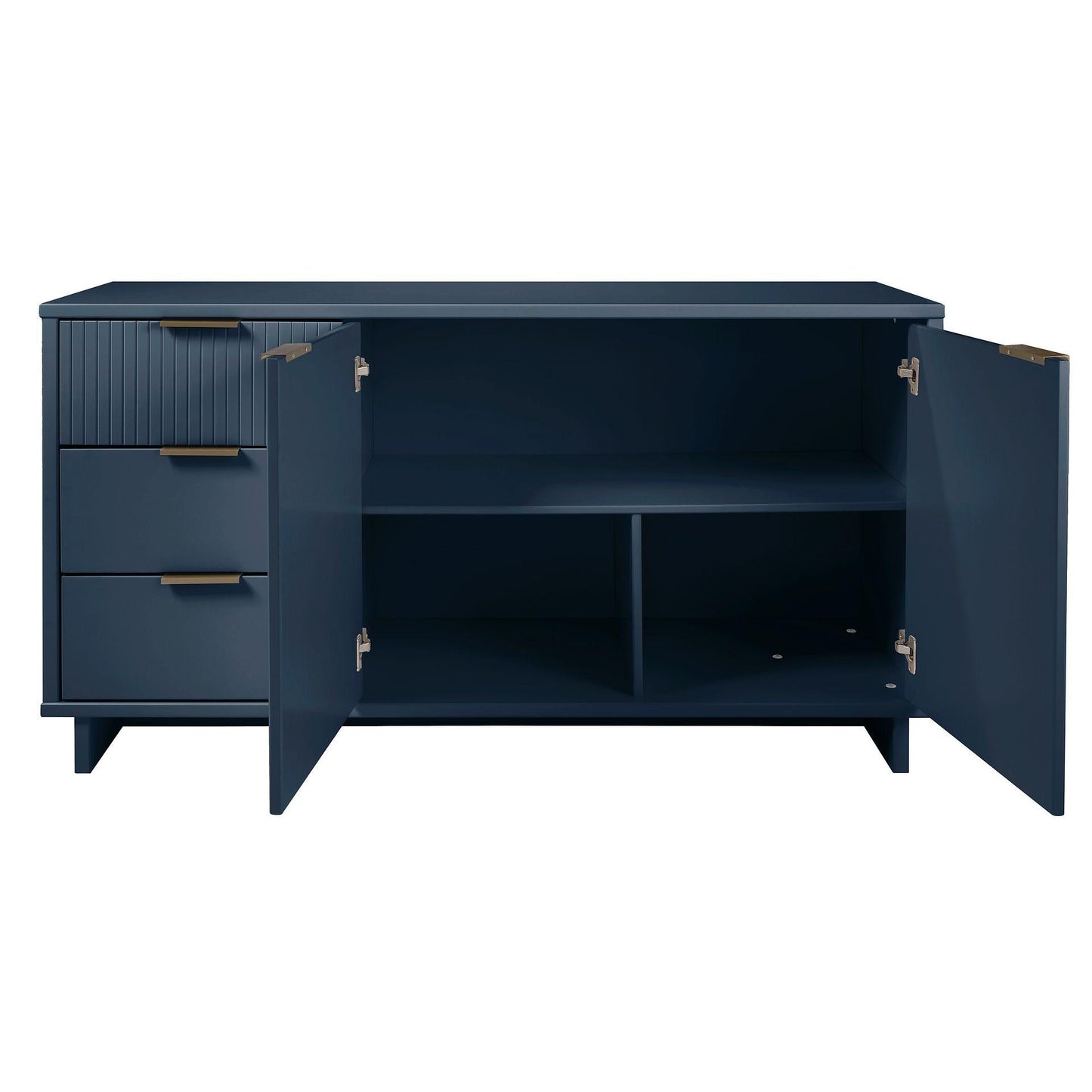 Manhattan Comfort Granville 55" Modern Sideboard With 3 Drawers In Midnight Blue