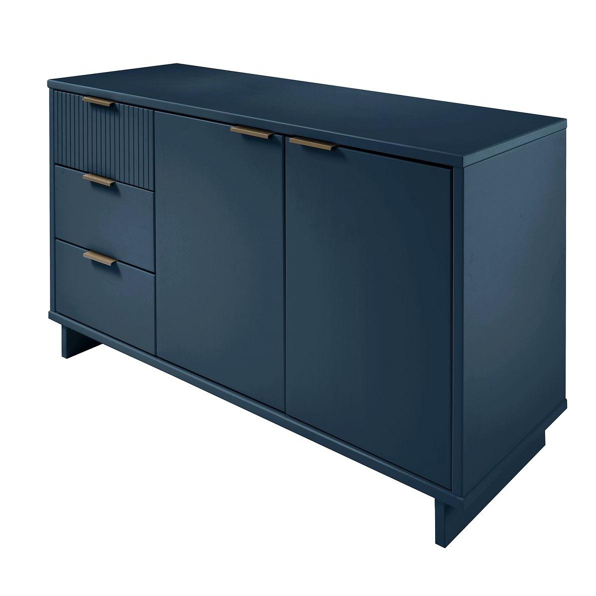 Manhattan Comfort Granville 55" Modern Sideboard With 3 Drawers In Midnight Blue