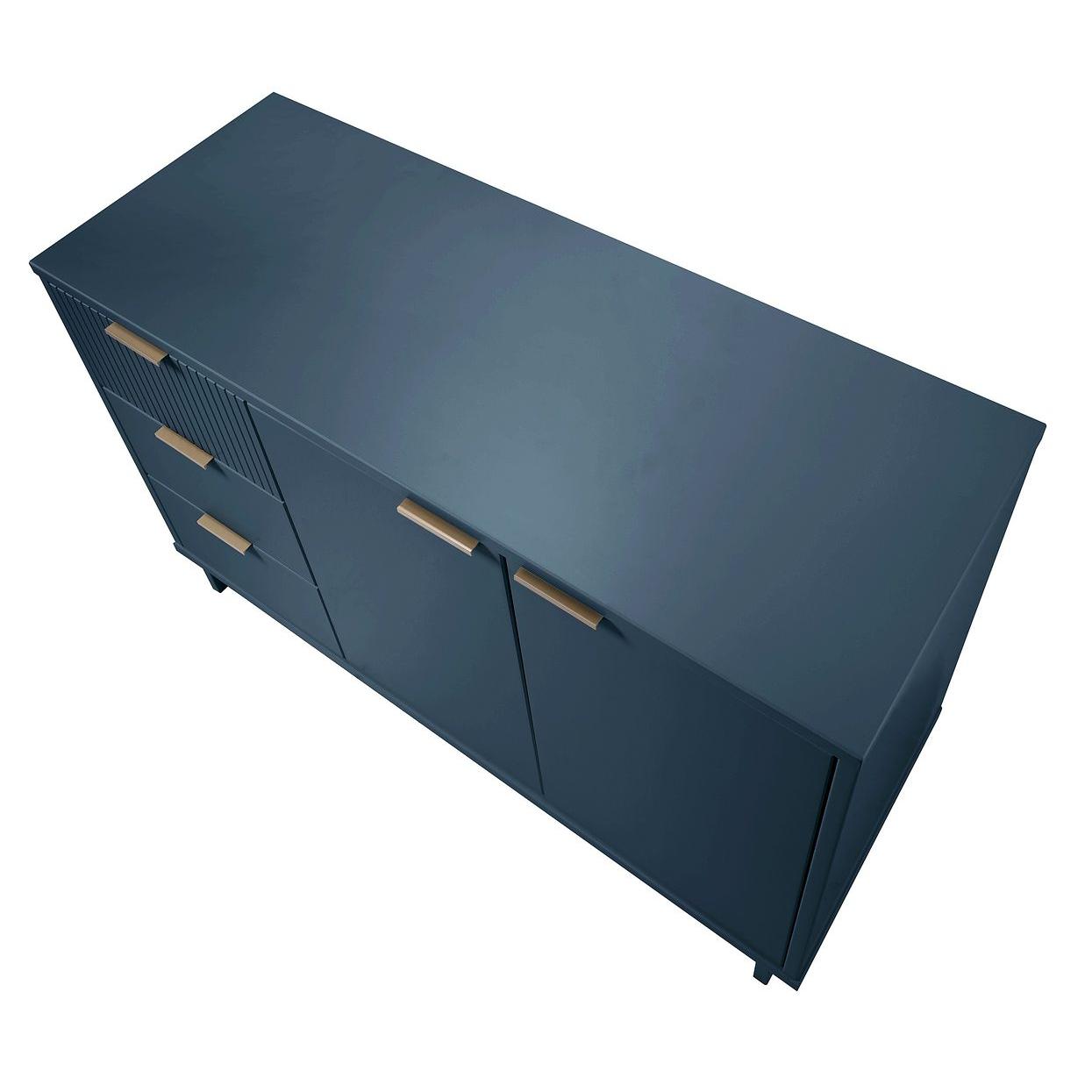 Manhattan Comfort Granville 55" Modern Sideboard With 3 Drawers In Midnight Blue