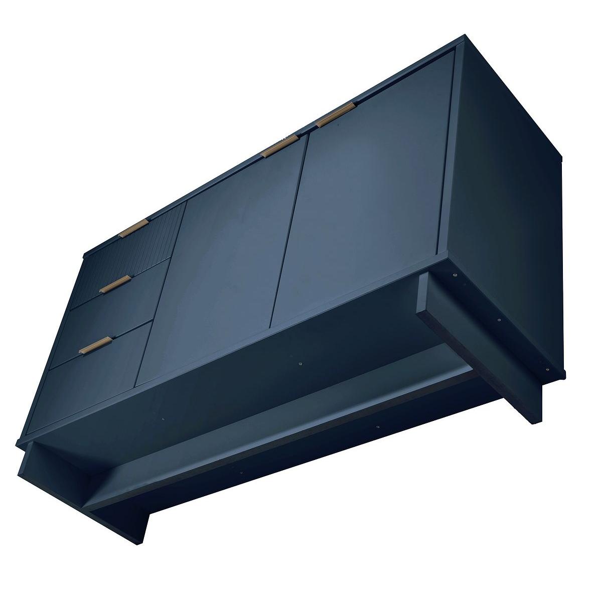 Manhattan Comfort Granville 55" Modern Sideboard With 3 Drawers In Midnight Blue