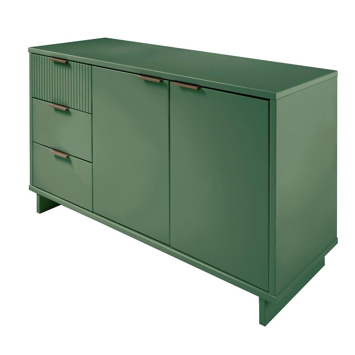 Manhattan Comfort Granville 55" Modern Sideboard With 3 Drawers In Sage Green