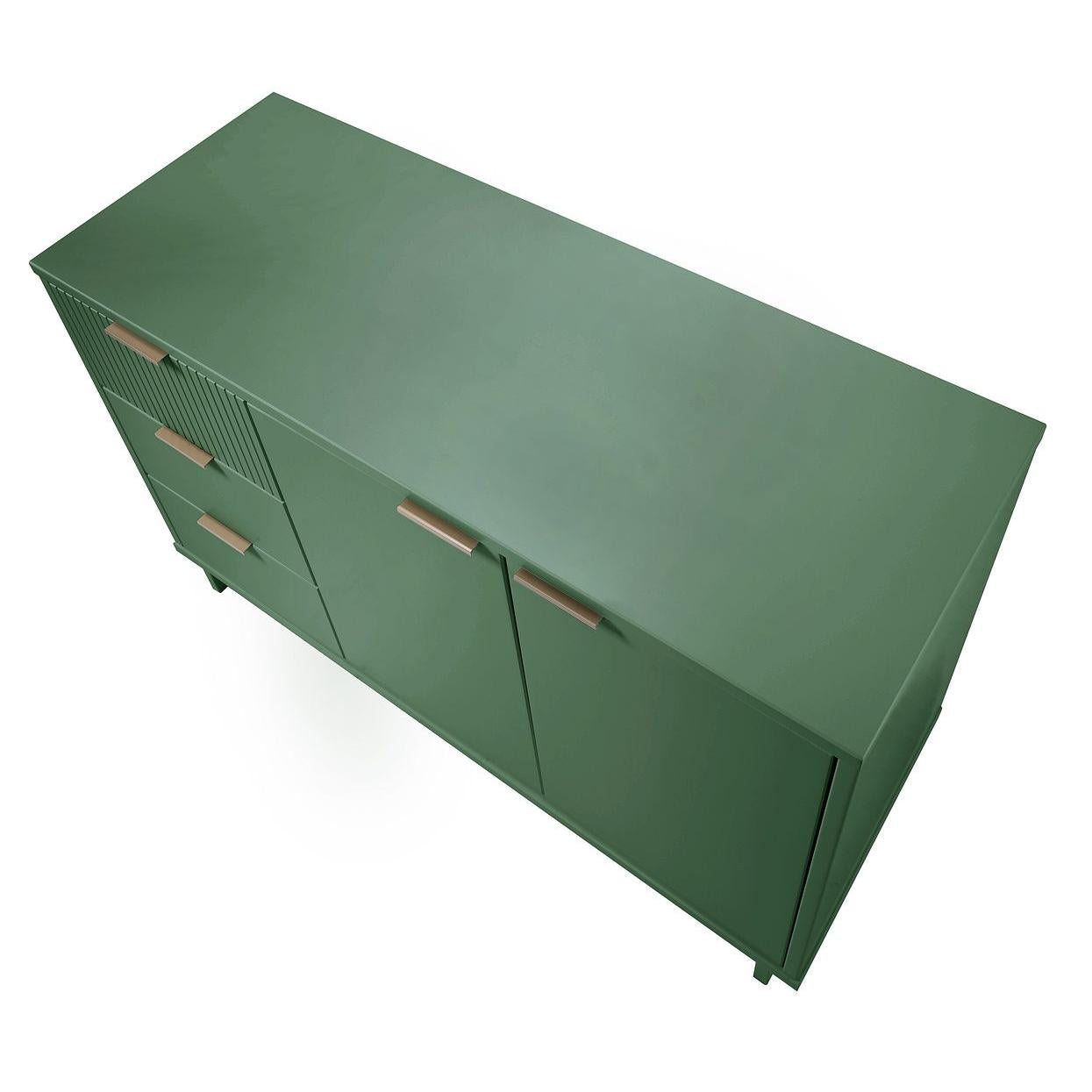 Manhattan Comfort Granville 55" Modern Sideboard With 3 Drawers In Sage Green