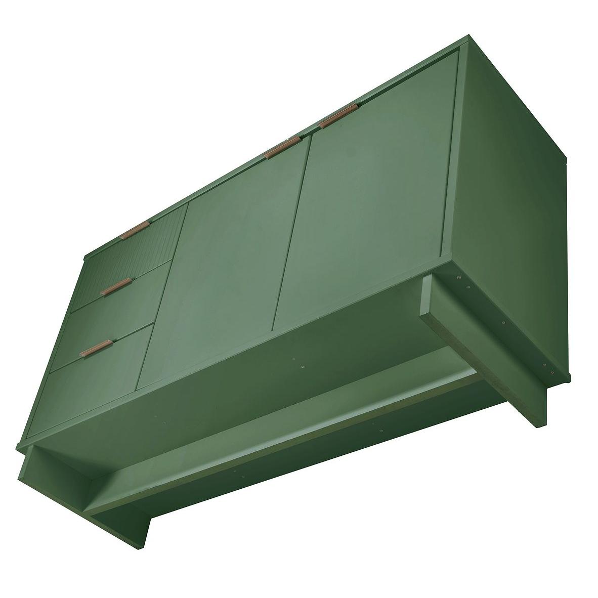 Manhattan Comfort Granville 55" Modern Sideboard With 3 Drawers In Sage Green