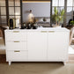 Manhattan Comfort Granville 55" Modern Sideboard With 3 Drawers In White