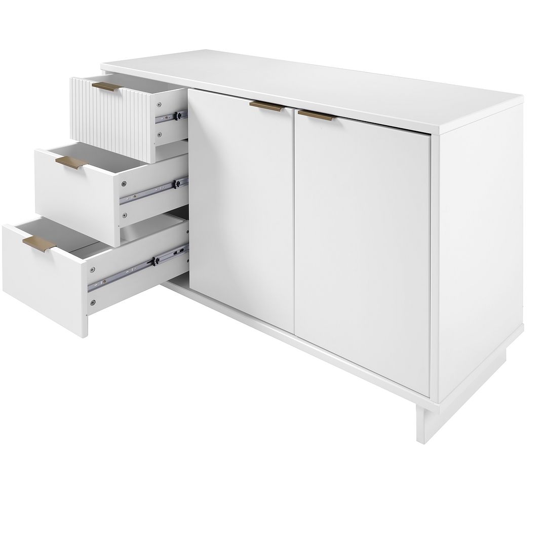 Manhattan Comfort Granville 55" Modern Sideboard With 3 Drawers In White