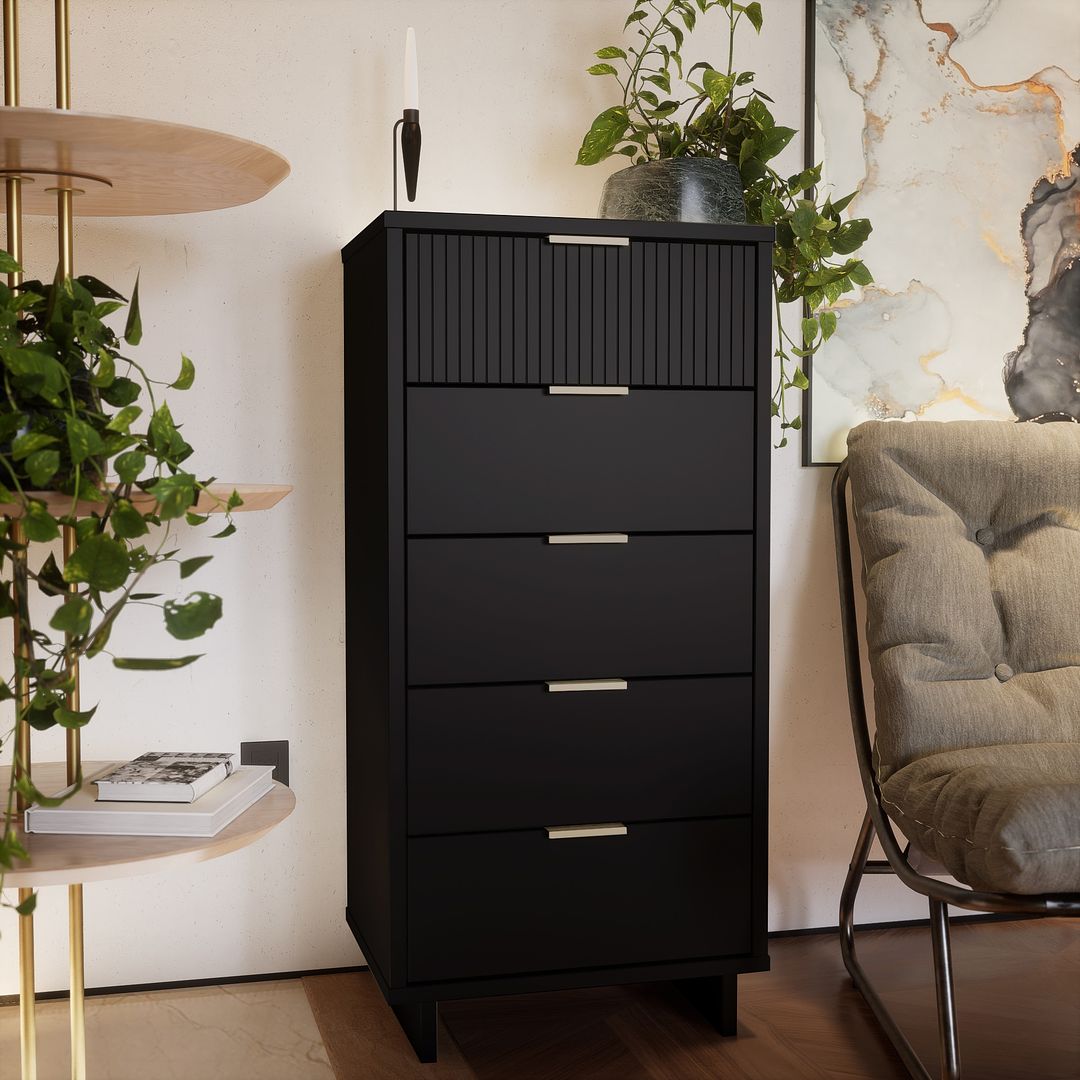 Manhattan Comfort Granville Tall 24" Modern Narrow Dresser With 5 Draw Kitchen Oasis Manhattan Comfort Granville Tall 24" Modern Narrow Dresser With 5 Draw Kitchen Oasis