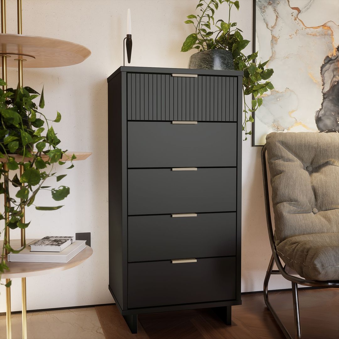 Manhattan Comfort Granville Tall 24" Modern Narrow Dresser With 5 Draw Kitchen Oasis Manhattan Comfort Granville Tall 24" Modern Narrow Dresser With 5 Draw Kitchen Oasis