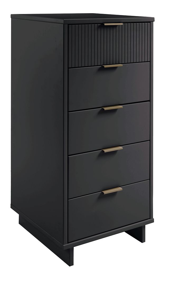 Manhattan Comfort Granville Tall 24" Modern Narrow Dresser With 5 Drawers In Dark Gray