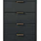 Manhattan Comfort Granville Tall 24" Modern Narrow Dresser With 5 Drawers In Dark Gray