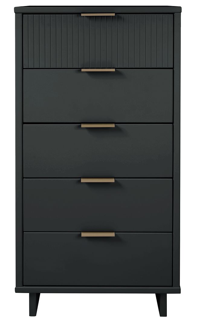 Manhattan Comfort Granville Tall 24" Modern Narrow Dresser With 5 Drawers In Dark Gray