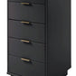 Manhattan Comfort Granville Tall 24" Modern Narrow Dresser With 5 Drawers In Dark Gray