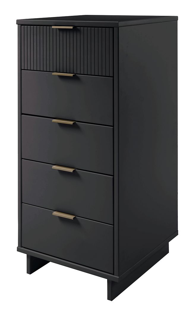 Manhattan Comfort Granville Tall 24" Modern Narrow Dresser With 5 Drawers In Dark Gray