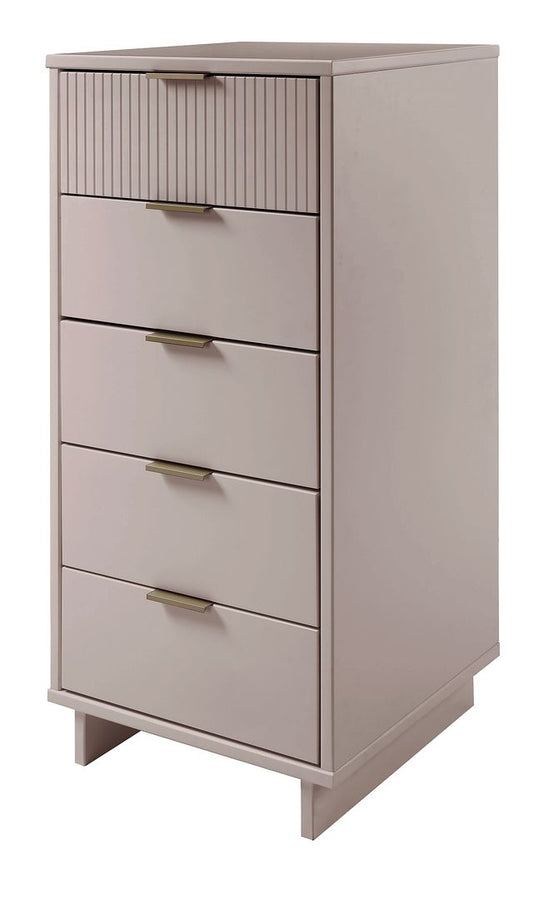 Manhattan Comfort Granville Tall 24" Modern Narrow Dresser With 5 Drawers In Light Gray