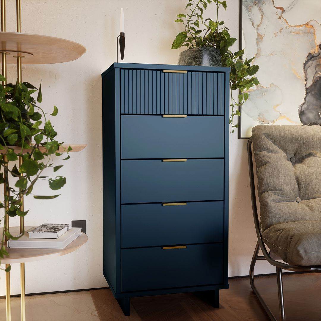 Manhattan Comfort Granville Tall 24" Modern Narrow Dresser With 5 Draw Kitchen Oasis Manhattan Comfort Granville Tall 24" Modern Narrow Dresser With 5 Draw Kitchen Oasis