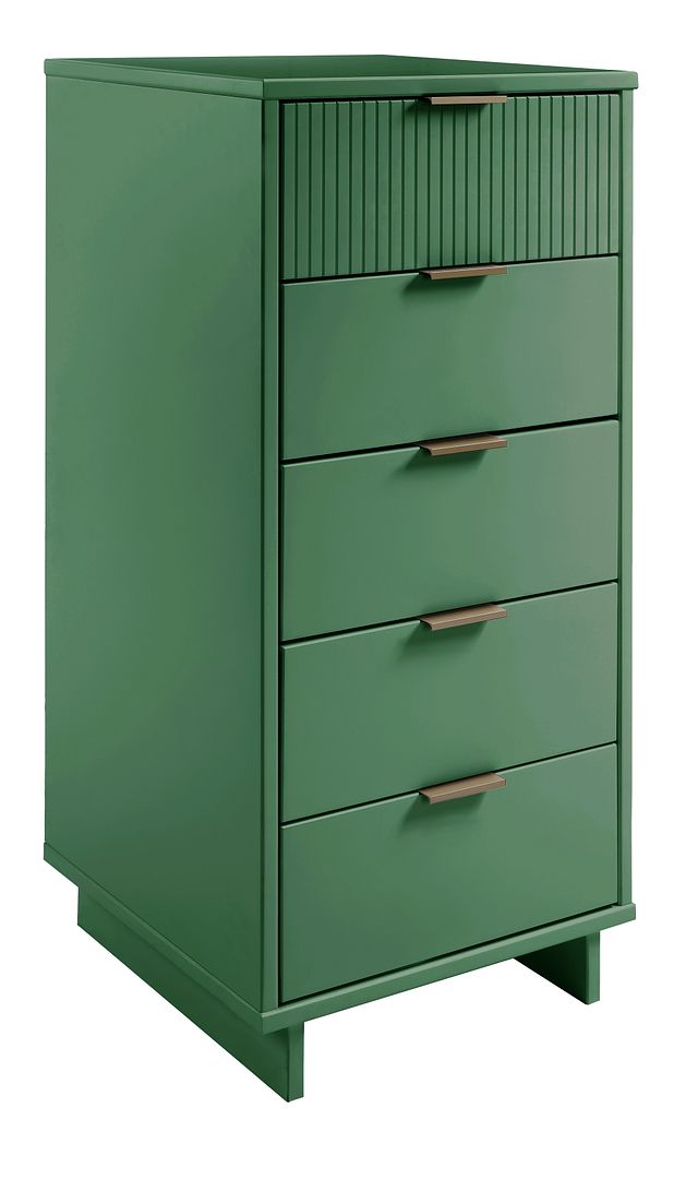 Manhattan Comfort Granville Tall 24" Modern Narrow Dresser With 5 Drawers In Sage Green