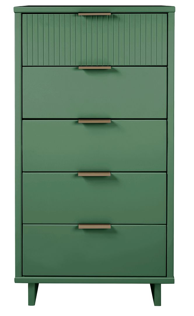 Manhattan Comfort Granville Tall 24" Modern Narrow Dresser With 5 Drawers In Sage Green