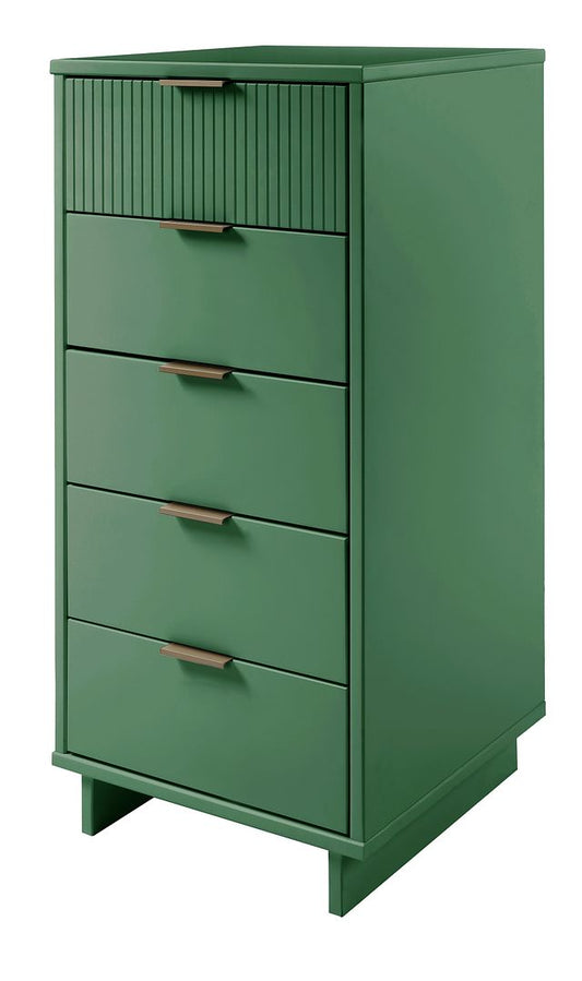 Manhattan Comfort Granville Tall 24" Modern Narrow Dresser With 5 Drawers In Sage Green