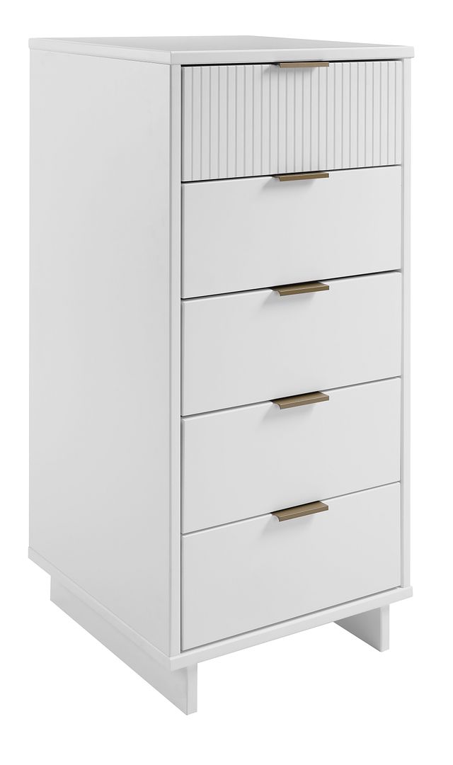 Manhattan Comfort Granville Tall 24" Modern Narrow Dresser With 5 Drawers In White